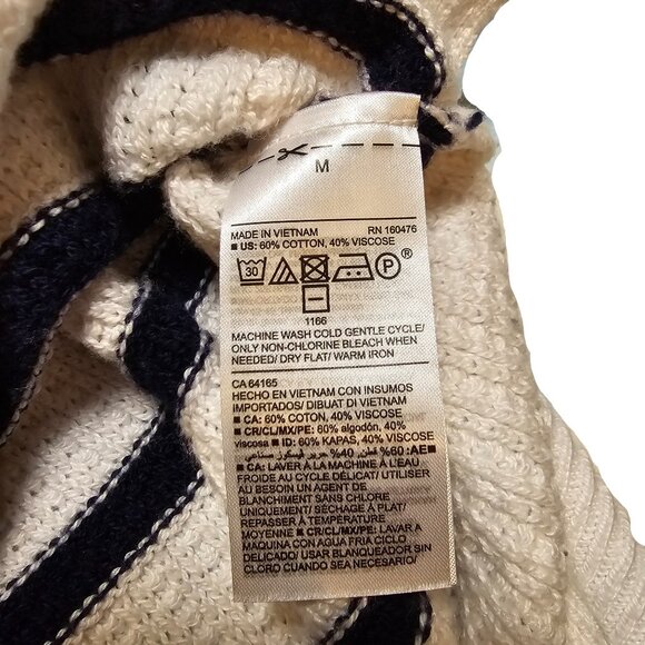 Old Navy Knit Sweater White with Blue Stripes Size M Good Used Condition - Picture 4 of 6